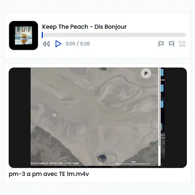 An Audio node with a waveform player and a loop region, above a Video node playing on the canvas